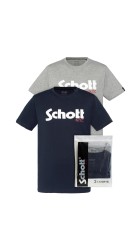 Ανδρικά T-Shirt Schott N.Y.K. TSPKLogo TSS2606 Navy-Grey