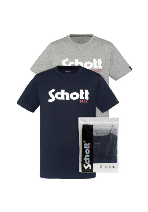 Ανδρικά T-Shirt Schott N.Y.K. TSPKLogo TSS2606 Navy-Grey