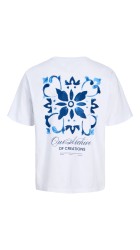 Ανδρικό T-Shirt Jack & Jones JJart Print Tee SS Crew Neck 12288095 Λευκό
