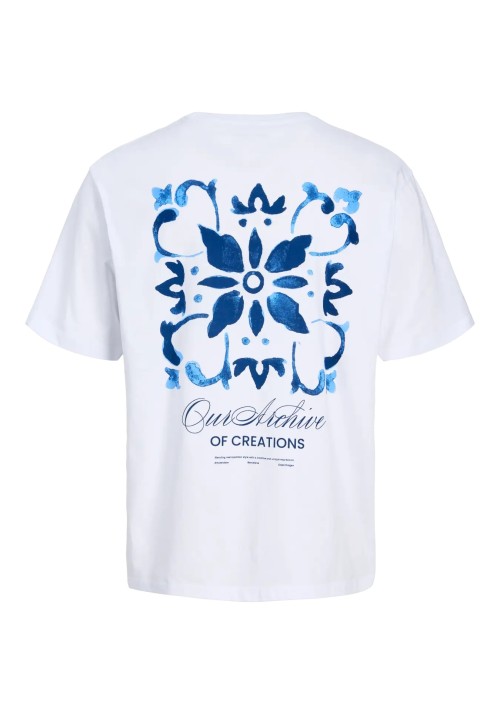 Ανδρικό T-Shirt Jack & Jones JJart Print Tee SS Crew Neck 12288095 Λευκό