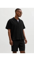 Ανδρικό Πουκάμισο Jack & Jones JJGlobal Waffle Resort Shirt SS 12295551 Black