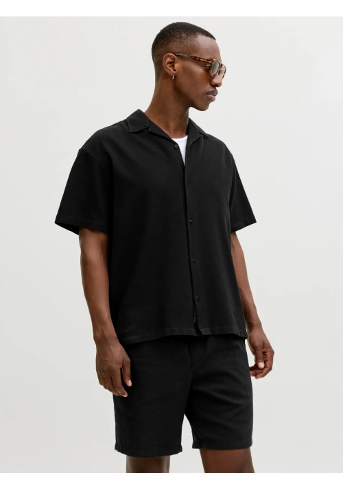 Ανδρικό Πουκάμισο Jack & Jones JJGlobal Waffle Resort Shirt SS 12295551 Black