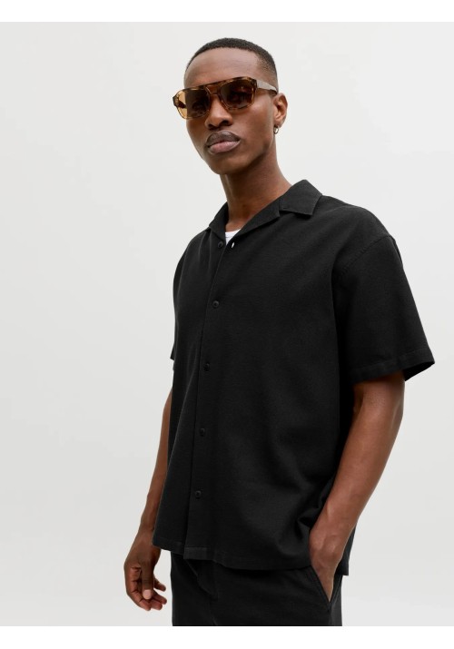 Ανδρικό Πουκάμισο Jack & Jones JJGlobal Waffle Resort Shirt SS 12295551 Black