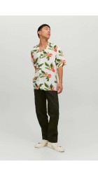 Ανδρικό Πουκάμισο Jack & Jones JORLuke Flores AOP Shirt 12268715 Cloud Dancer