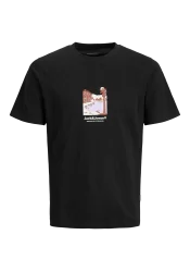 Ανδρικό T-Shirt Jack & Jones Jorsplit Graphic Front Tee SS Crew Neck 12273000 Black