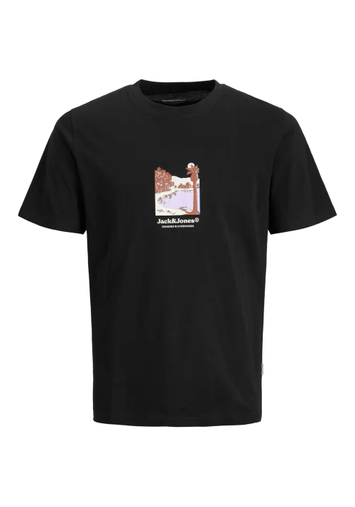 Ανδρικό T-Shirt Jack & Jones Jorsplit Graphic Front Tee SS Crew Neck 12273000 Black