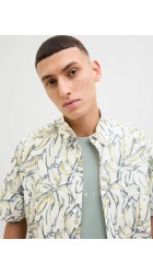 Ανδρικό Πουκάμισο Jack & Jones Jorjoshua Split Aor Shirt SS LN 12271089 Cloud Dancer