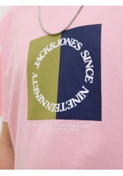 Ανδρικό T-Shirt Jack & Jones Jortavira Branding Tee SS Crew Neck 12276944 Tickled Pink