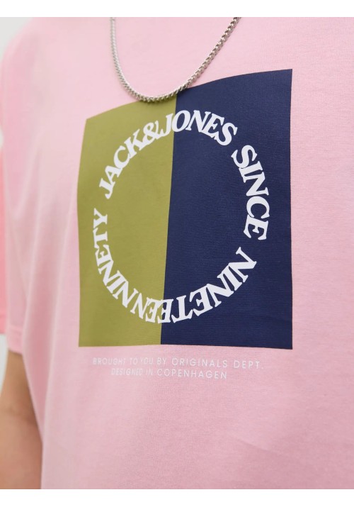 Ανδρικό T-Shirt Jack & Jones Jortavira Branding Tee SS Crew Neck 12276944 Tickled Pink