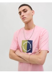Ανδρικό T-Shirt Jack & Jones Jortavira Branding Tee SS Crew Neck 12276944 Tickled Pink