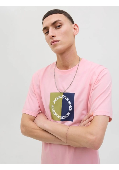 Ανδρικό T-Shirt Jack & Jones Jortavira Branding Tee SS Crew Neck 12276944 Tickled Pink