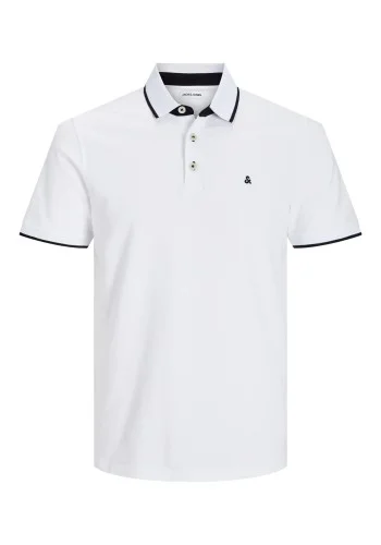 Ανδρική Μπλούζα Polo Jack & Jones JJEPaulos Polo SS Noos 12136668 Λευκή