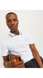 Ανδρική Μπλούζα Polo Jack & Jones JJEPaulos Polo SS Noos 12136668 Λευκή