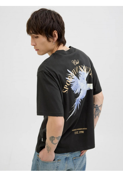 Ανδρικό T-Shirt Jack & Jones Jorhydra Cutout Tee Crew Neck 12277582 Μαύρο