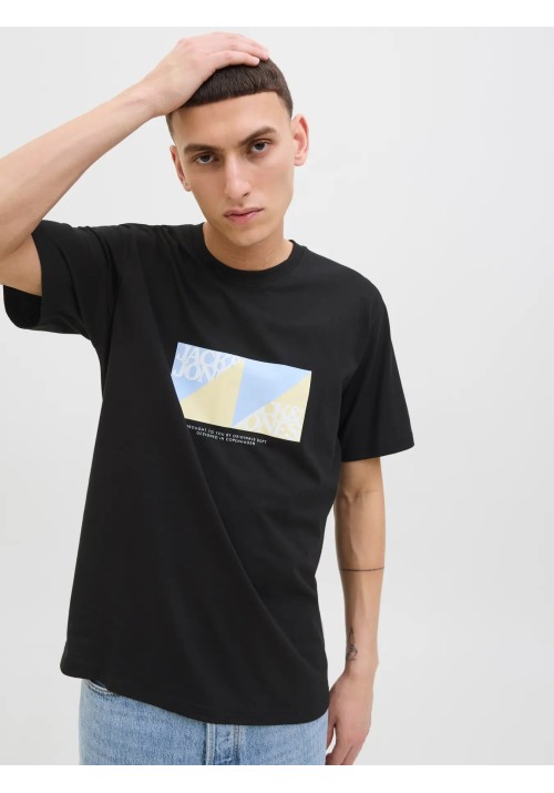 Ανδρικό T-Shirt Jack & Jones Jortavira Branding Tee SS Crew Neck 12276944 Μαύρο