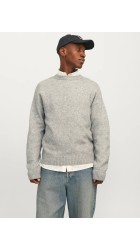 Ανδρικό Πλεκτό Jack & Jones Jrollie Knit Crew Neck SN 12215468  Light Grey Melange