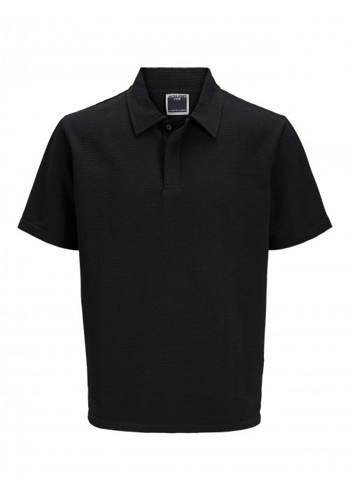 Ανδρική Μπλούζα Polo Jack & Jones JCosago Textured Polo SS 12276735 Μαύρη