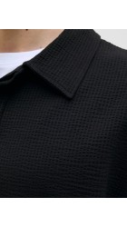 Ανδρική Μπλούζα Polo Jack & Jones JCosago Textured Polo SS 12276735 Μαύρη