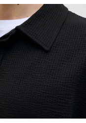Ανδρική Μπλούζα Polo Jack & Jones JCosago Textured Polo SS 12276735 Μαύρη