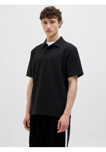 Ανδρική Μπλούζα Polo Jack & Jones JCosago Textured Polo SS 12276735 Μαύρη