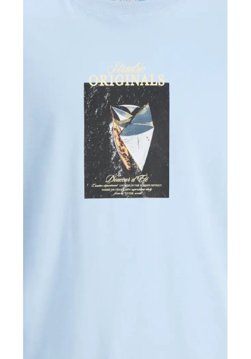 Ανδρικό T-Shirt Jack & Jones Jornorrebro Photo Tee SS Crew Neck LN 12291022 Cashmere Blue