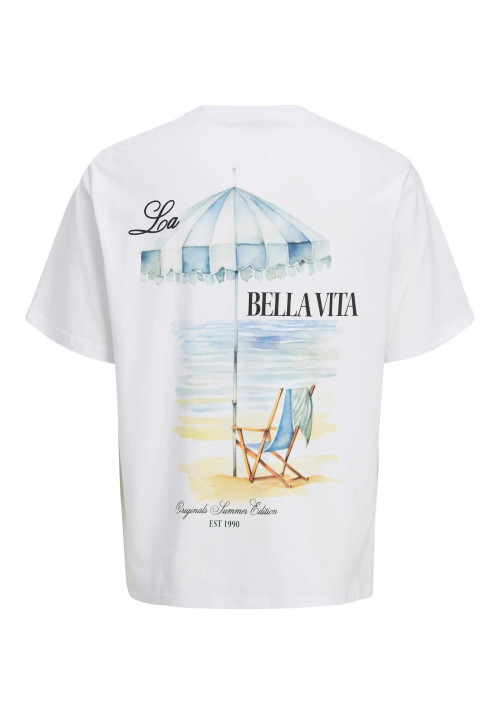 Ανδρικό T-Shirt Jack & Jones Jorhydra Cutout Tee Crew Neck 12277582 Λευκό