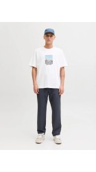 Ανδρικό T-Shirt Jack & Jones Jornorrebro Photo Tee SS Crew Neck LN 12291022 Bright White