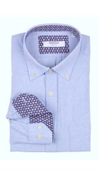 Ανδρικό Πουκάμσο Λινό Boston 119-2 Γαλάζιο