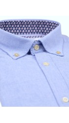 Ανδρικό Πουκάμσο Λινό Boston 119-2 Γαλάζιο