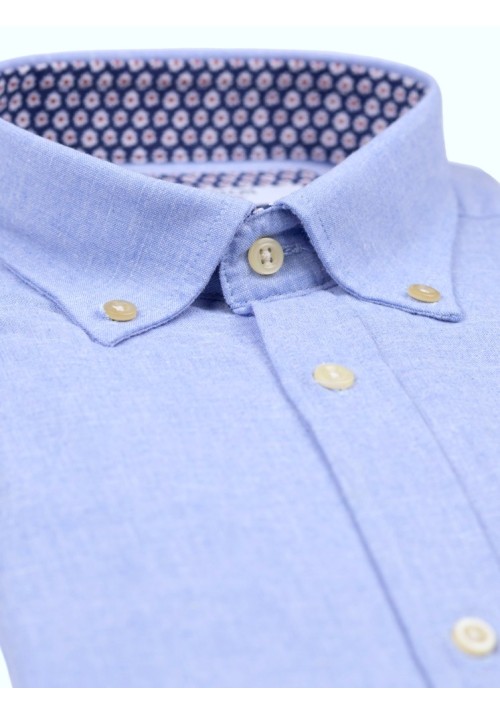 Ανδρικό Πουκάμσο Λινό Boston 119-2 Γαλάζιο