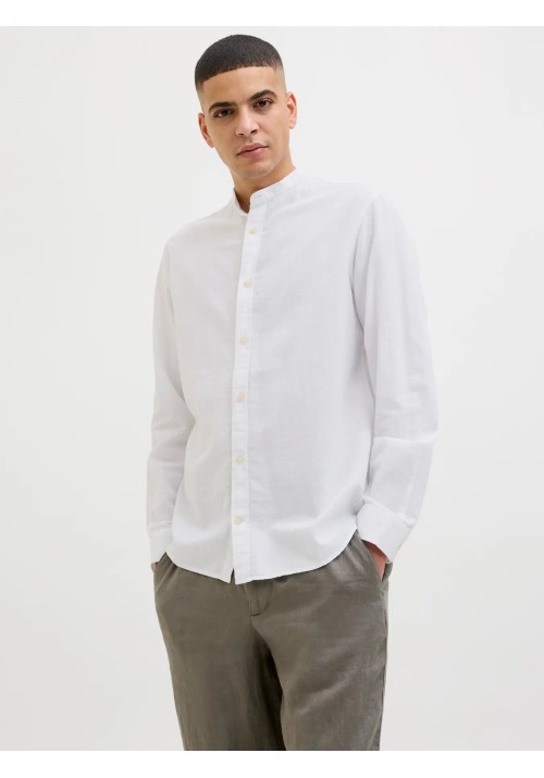 Ανδρικό Πουκάμισο Λινό Jack & Jones JJESummer Band Shirt LS SN 12269319 White