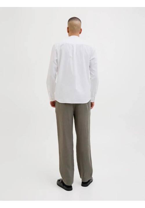 Ανδρικό Πουκάμισο Λινό Jack & Jones JJESummer Band Shirt LS SN 12269319 White