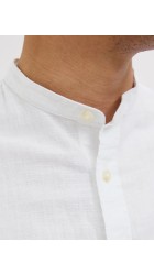 Ανδρικό Πουκάμισο Λινό Jack & Jones JJESummer Band Shirt LS SN 12269319 White