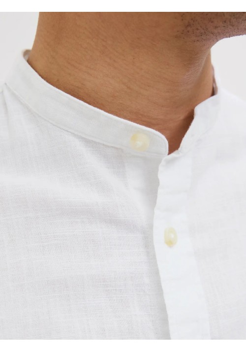 Ανδρικό Πουκάμισο Λινό Jack & Jones JJESummer Band Shirt LS SN 12269319 White