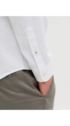 Ανδρικό Πουκάμισο Λινό Jack & Jones JJESummer Band Shirt LS SN 12269319 White