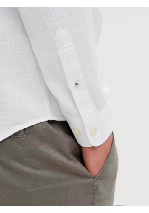 Ανδρικό Πουκάμισο Λινό Jack & Jones JJESummer Band Shirt LS SN 12269319 White