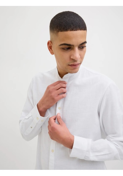 Ανδρικό Πουκάμισο Λινό Jack & Jones JJESummer Band Shirt LS SN 12269319 White