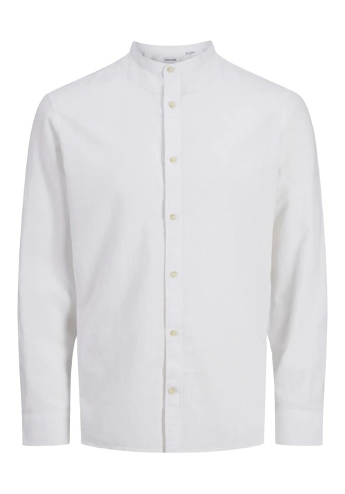 Ανδρικό Πουκάμισο Λινό Jack & Jones JJESummer Band Shirt LS SN 12269319 White