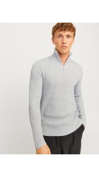 Ανδρικό Πλεκτό Jack & Jones JJEPerfect Knit Half Zip SN 12257773 Light Grey Melange