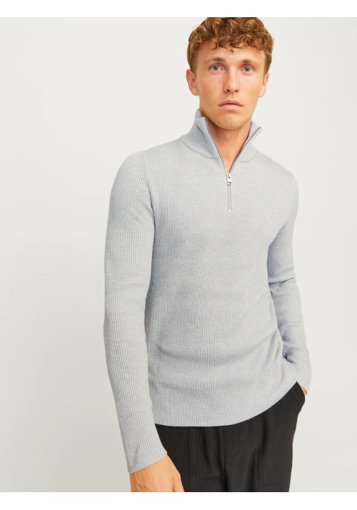 Ανδρικό Πλεκτό Jack & Jones JJEPerfect Knit Half Zip SN 12257773 Light Grey Melange