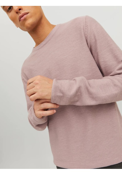 Ανδρικό Πλεκτό Λινό Jack & Jones Jwhsummer Knit Crew Neck 12254765 Deauville Mauve