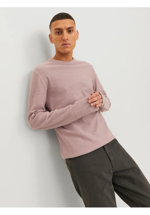 Ανδρικό Πλεκτό Λινό Jack & Jones Jwhsummer Knit Crew Neck 12254765 Deauville Mauve