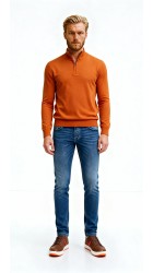 Aνδρικό Βαμβακερό Πλεκτό με Φερμουάρ Gnious 21-300187-3570  Πορτοκαλί