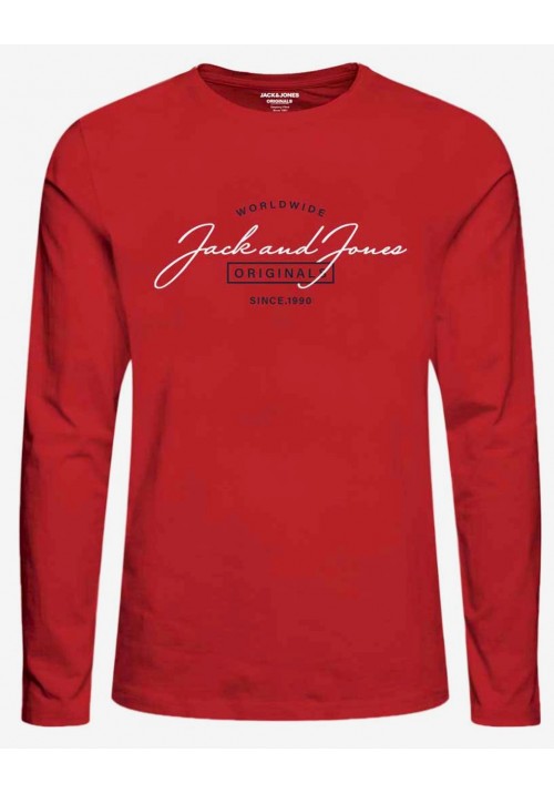 Ανδρική Μπλούζα  Μακρυμάνικη Jack & Jones 12225554.3 Κόκκινη