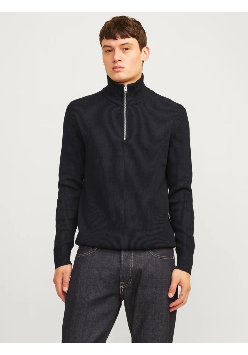 Ανδρικό Πλεκτό Jack & Jones JJEPerfect Knit Half Zip SN 12257773 Μαύρο