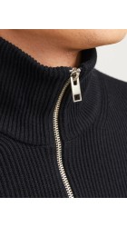 Ανδρικό Πλεκτό Jack & Jones JJEPerfect Knit Half Zip SN 12257773 Μαύρο