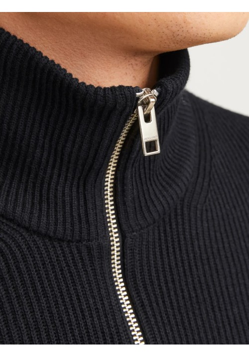 Ανδρικό Πλεκτό Jack & Jones JJEPerfect Knit Half Zip SN 12257773 Μαύρο