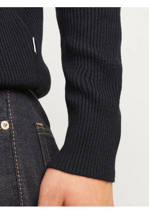 Ανδρικό Πλεκτό Jack & Jones JJEPerfect Knit Half Zip SN 12257773 Μαύρο