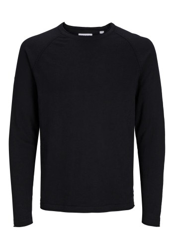 Ανδρικό Πλεκτό Βαμβακερό Jack & Jones JJEBreeze Knit Crew Neck SN 12269654 Μαύρο