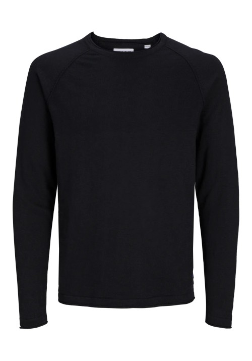 Ανδρικό Πλεκτό Βαμβακερό Jack & Jones JJEBreeze Knit Crew Neck SN 12269654 Μαύρο
